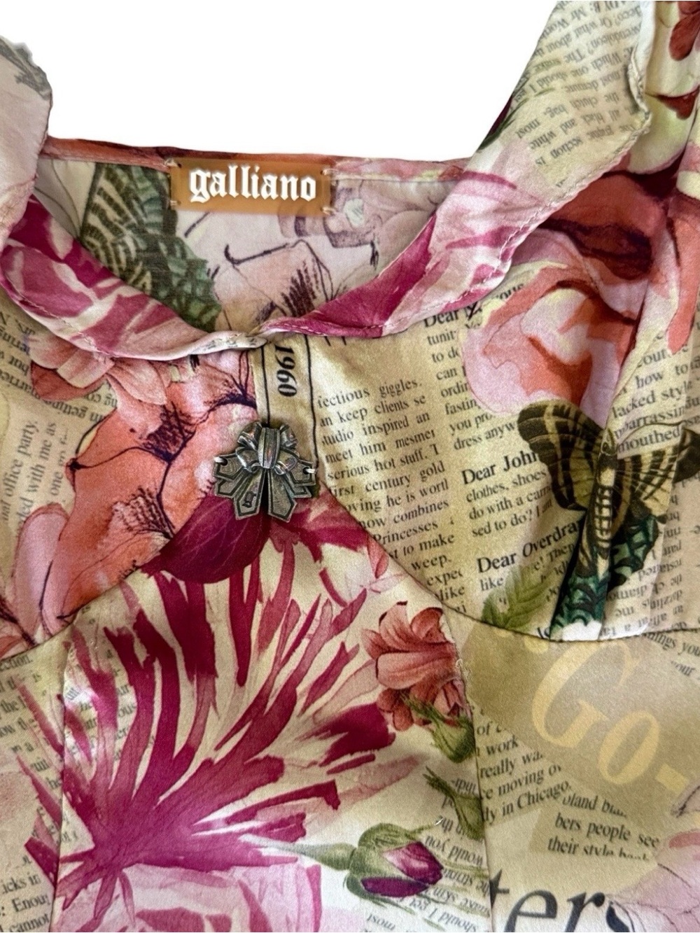 Galliano Newspaper and Floral Print Dress - Picture 5 of 8